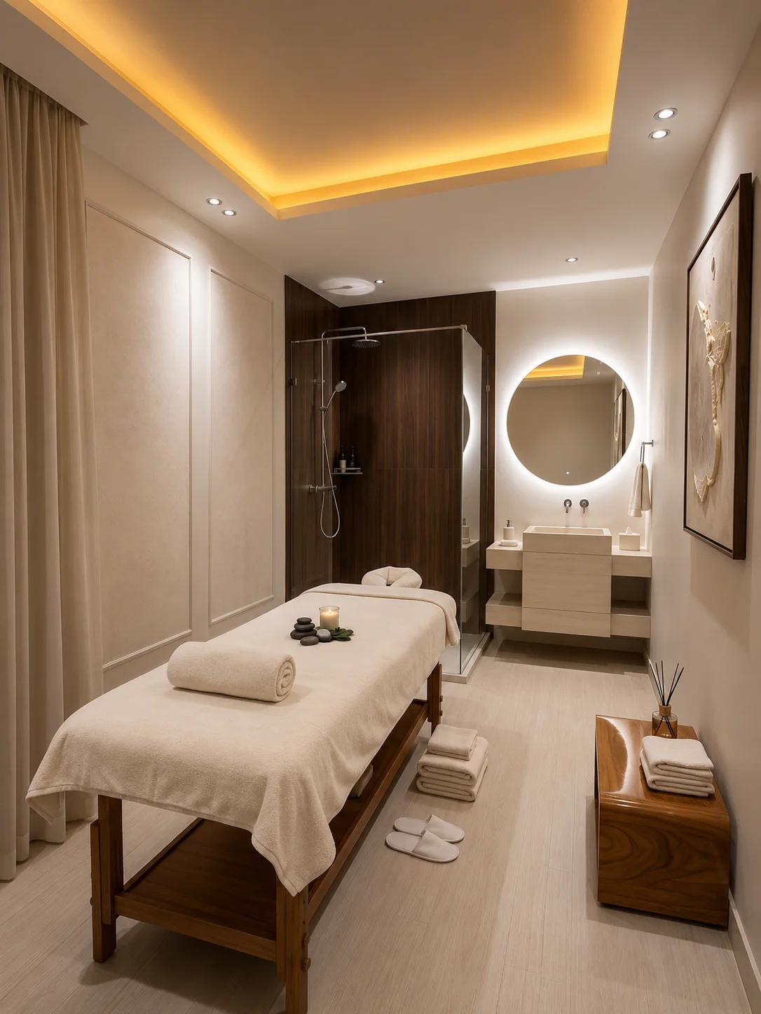 Dadı Spa uygulama odası ve duş alanı